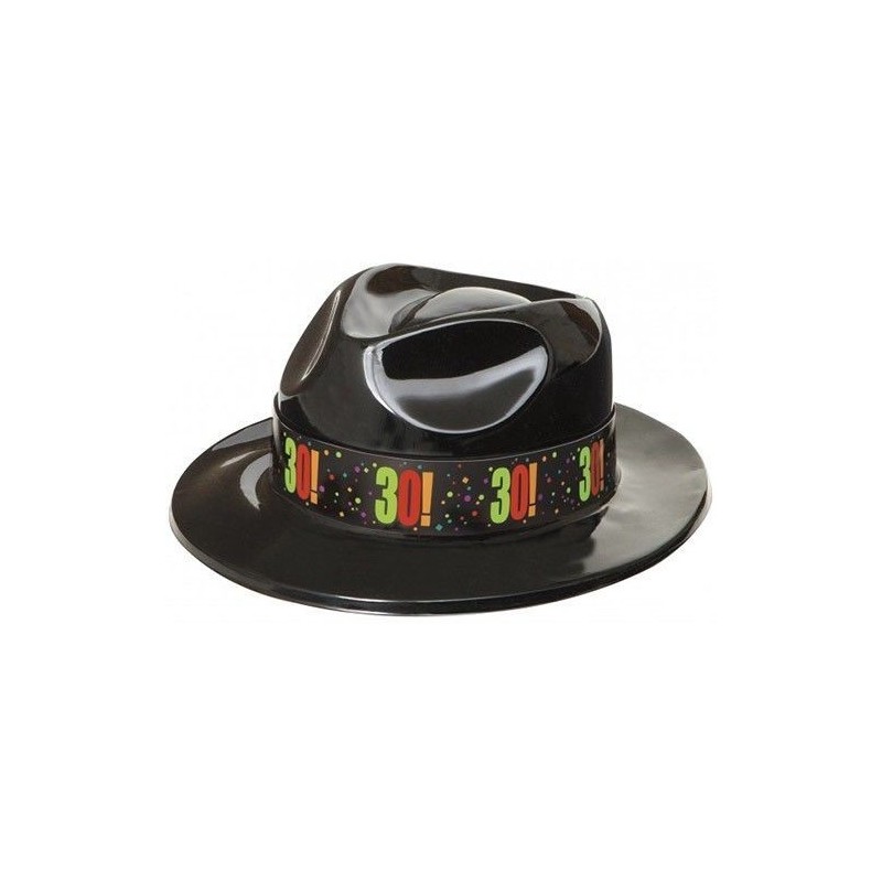 Sombrero plastico 30 cumpleaños negro vaquero