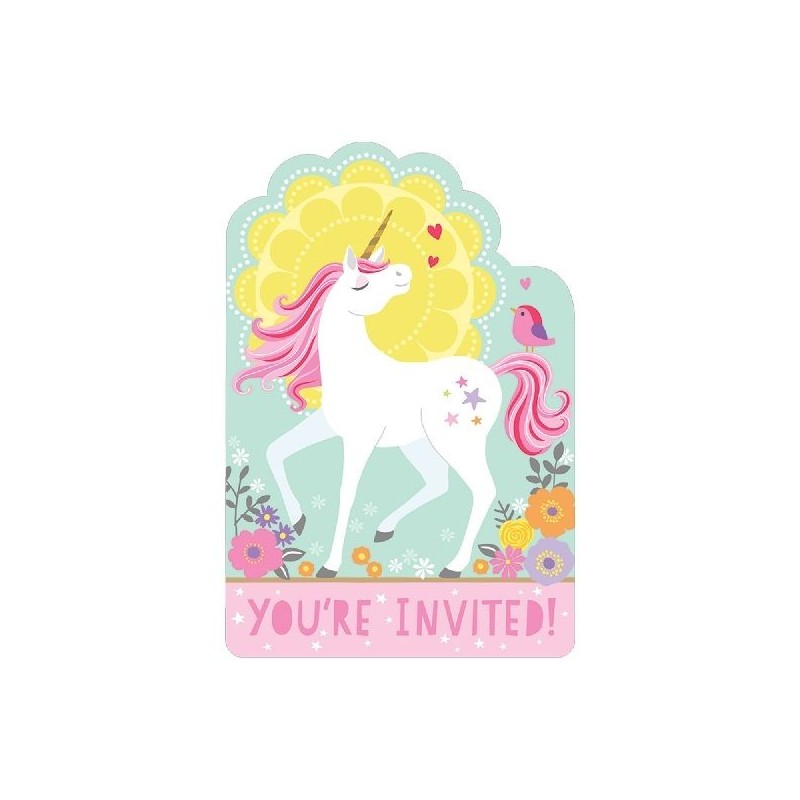 Invitaciones cumpleaños unicornio 8 unidades
