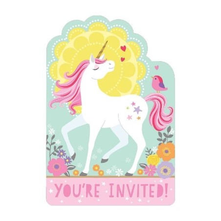 invitaciones cumpleanos unicornio 8 unidades 491929 8434077040591