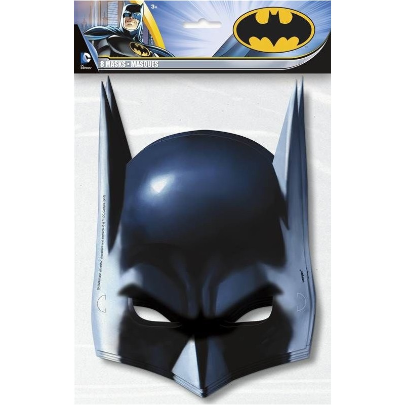 Mascaras batman para cumpleaños 8 uds carton