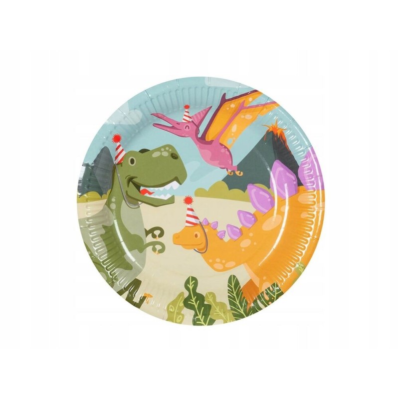 Platos dinosaurios para cumpleaños 10 uds 23 cm