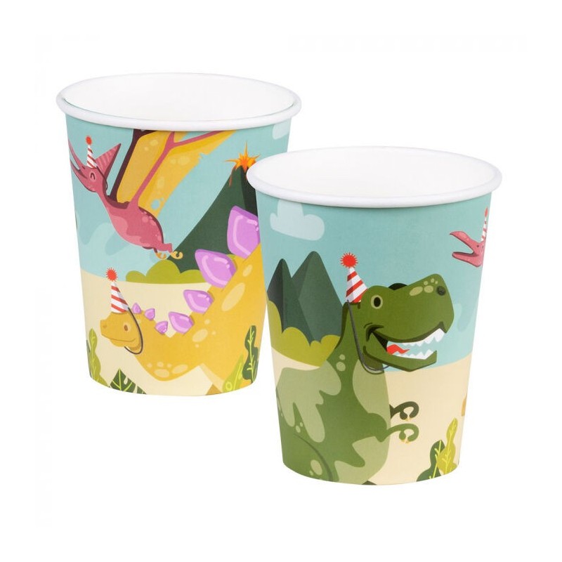 Vasos dinosaurios para cumpleaños 8 uds