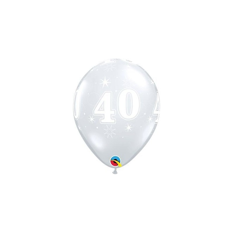 Globo 40 cumplaños transparente unidad Qualatex 30 cm