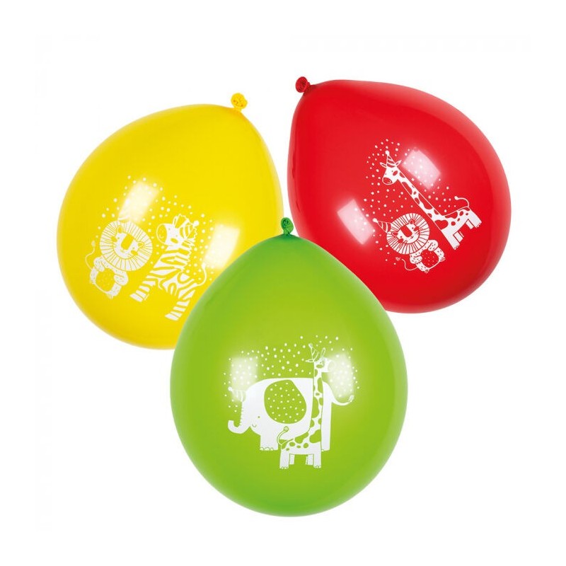 Globos safari animales de la jungla 6 uds de 25 cm
