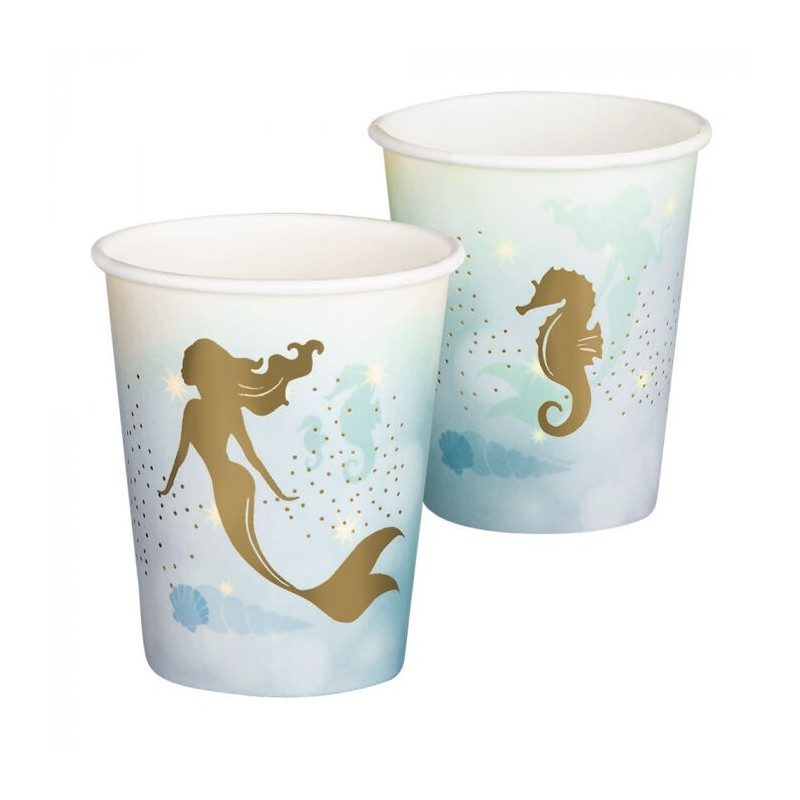 Vasos cumpleaños sirenas 8 uds