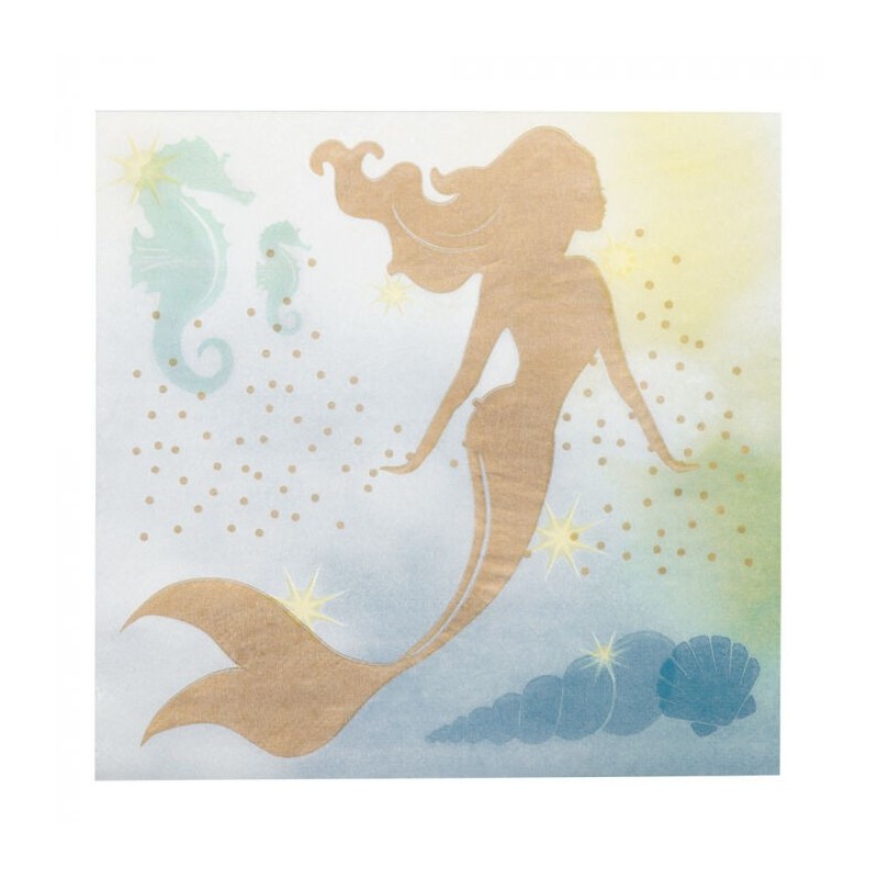 Servilletas cumpleaños sirena 20 uds 33 cm