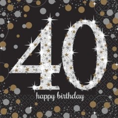 servilletas 40 cumpleanos oro y negro 16 uni 33x33 511545 8434077040591