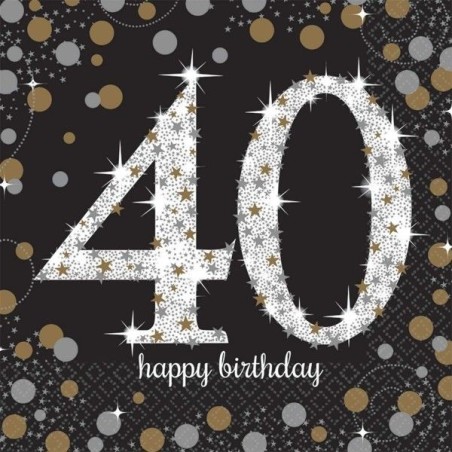 servilletas 40 cumpleanos oro y negro 16 uni 33x33 511545 8434077040591