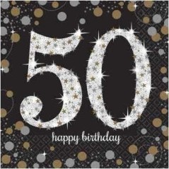 servilletas 50 cumpleanos oro y negro 16 uni 33x33 511546 8434077040591