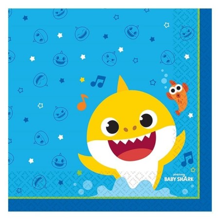 servilletas baby shark 33x33 cm 16 uds 512527 8434077040591