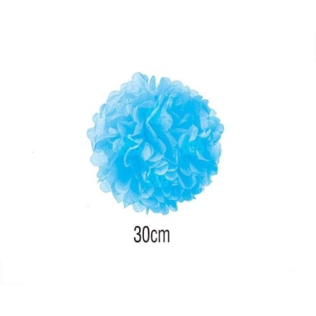 pompon azul 30 cm de papel para decoracion 51334 8434077040591