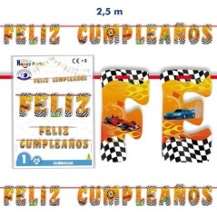 guirnalda feliz cumpleanos coches 25 m 5230 8434077040591