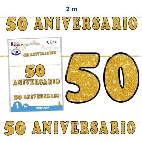 guirnalda 50 aniversario 2 metros cartel 5232 50 8434077040591