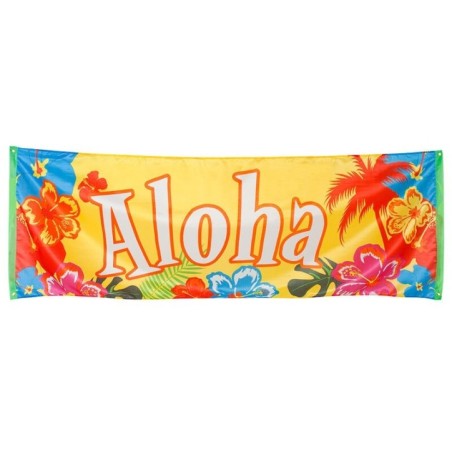 cartel bandera aloha fiesta hawaiana 74x220 cm 52505 8434077040591