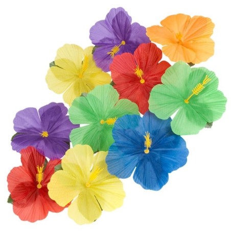 flores de colores decoracion fiesta hawaiana 24 uds 52513 8434077040591