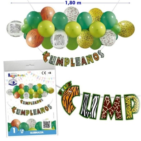 guirnalda cumpleanos globos animales de la jungla 180 cm 5278 8434077040591