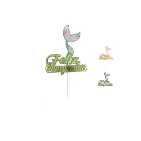 topper tarta cola de sirena 23 cm 53504 8434077040591