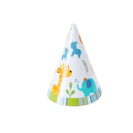 gorros cono cumpleanos animales zoo 6 uds 53550 8434077040591