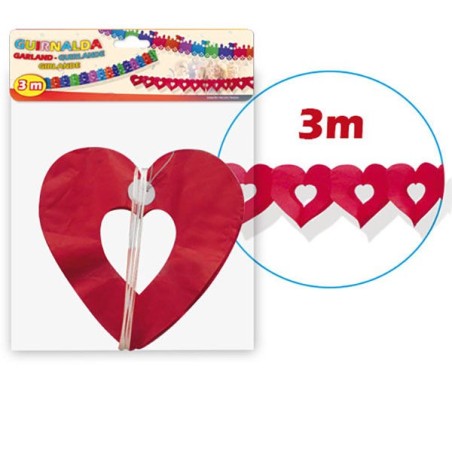 guirnalda corazones rojos 3 metros san valentin 5653 8434077040591