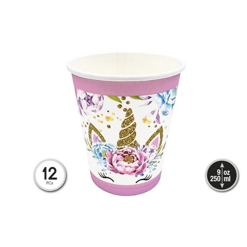 Vasos unicornio cumpleaños 12 uds