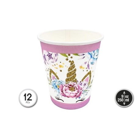 vasos unicornio cumpleanos 12 uds 56577 8434077040591