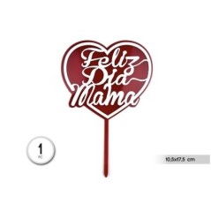 toper tarta feliz dia mama corazon 10x17 cm 56742 8434077040591