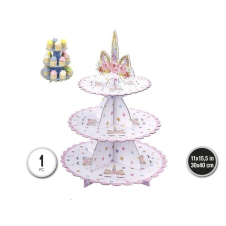 soporte para cupcakes fiesta unicornio 30x40 cm 56752 8434077040591