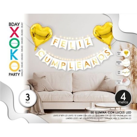 guirnalda feliz cumpleanos con luz y globos corazon 57004 8434077040591