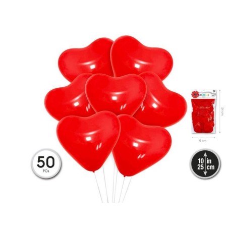 globos corazones rojos de latex 50 uds de 25 cm 57174 8434077040591