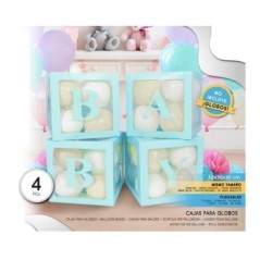 cajas para globos azul baby 4 uds 30 cm 57301 8434077040591