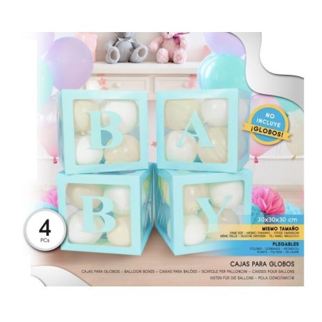 cajas para globos azul baby 4 uds 30 cm 57301 8434077040591