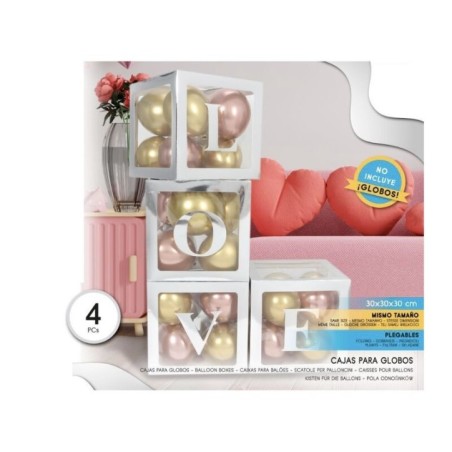 cajas para globos plata love 4 uds 30 cm 57304 8434077040591