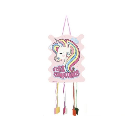 Piñata unicornio rosa para cumpleaños 53 cm barata