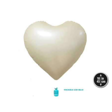 globo corazon crema 45 cm helio o aire 58156 8434077040591