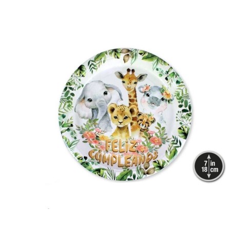 platos cumpleanos sabana animales jungla 6 uds 18 cm 58309 8434077040591