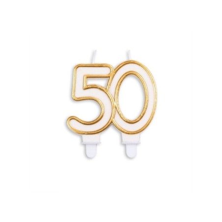 vela numero 50 cumpleanos oro y blanca 5856 8434077040591