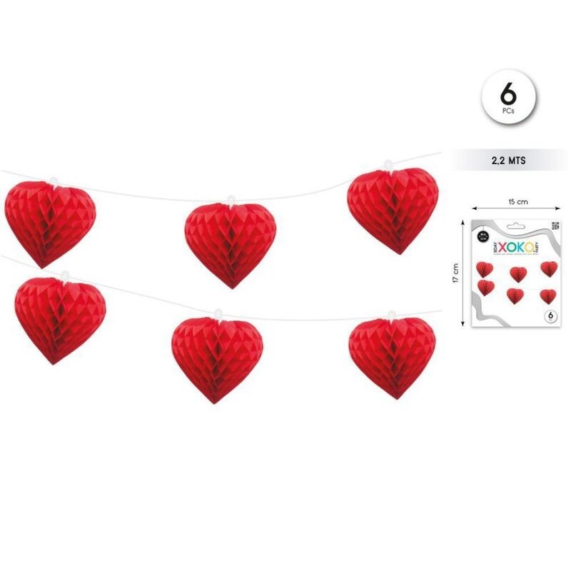 Guirnalda corazones 3D 2,2 metros san valentin