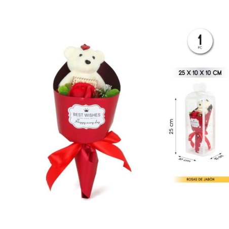 flor de jabon con osito decorado san valentin 59441 8434077040591