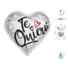 globo corazon de foil blanco y plata te quiero 43 cm 59501 8434077040591