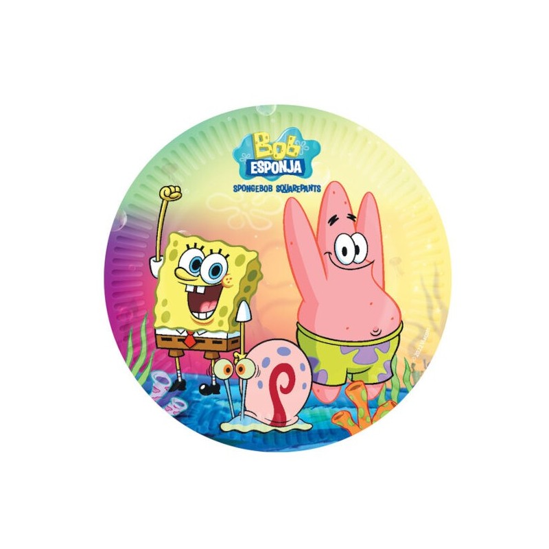 Platos Bob Esponja cumpleaños 8 uds 18 cm