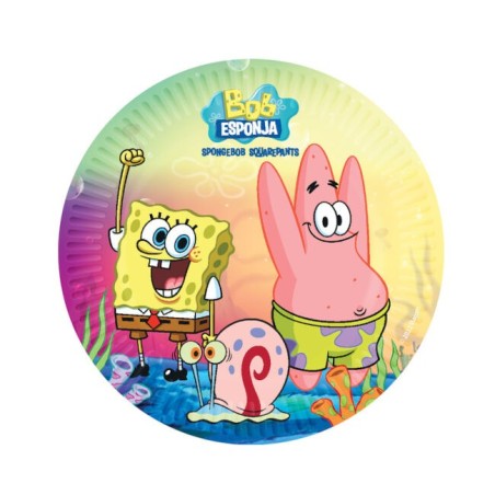 platos bob esponja cumpleanos 8 uds 18 cm 59502 8434077040591