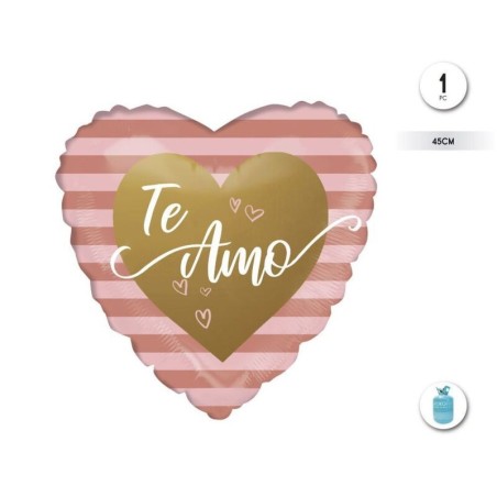 globo corazon foil ryas rosas te amo 43 cm 59512 8434077040591