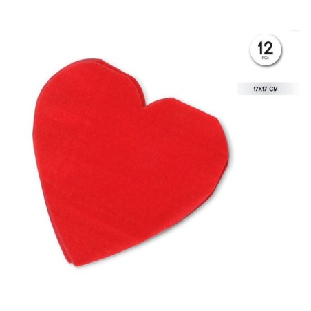 servilleta forma de corazon rojo 12 uds 17 cm 59612 8434077040591