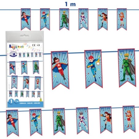 guirnalda superheroes 1 metro fiesta superzings 5992 8434077040591