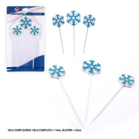 velas copos de nieve 3 uds 14 cm para frozen 61323 8434077040591