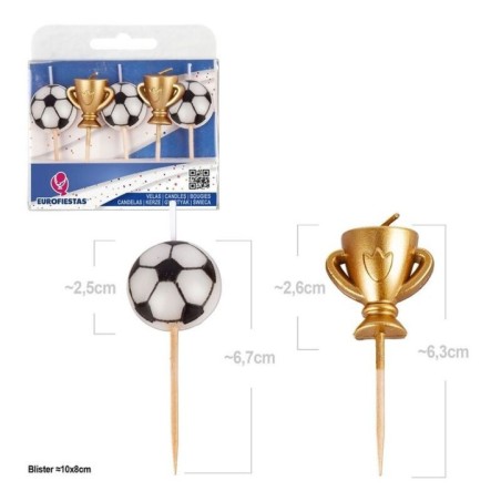 velas de cumpleanos futbol balones y copa champions 5 uds 61599 8434077040591