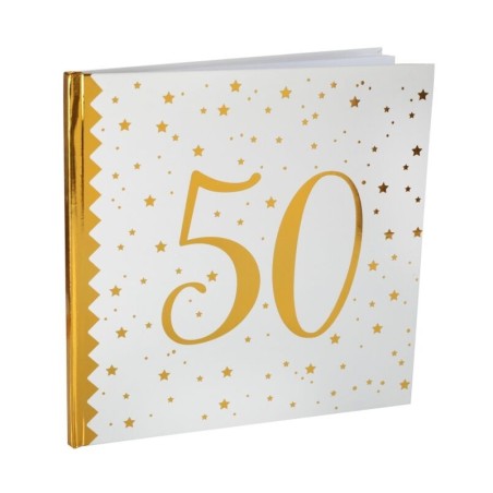 libro de firmas 50 cumpleanos blanco y oro 24 cm 20 hojas 6185 50 8434077040591