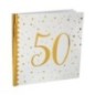 Libro de firmas 50 cumpleaños blanco y oro 24 cm 20 hojas