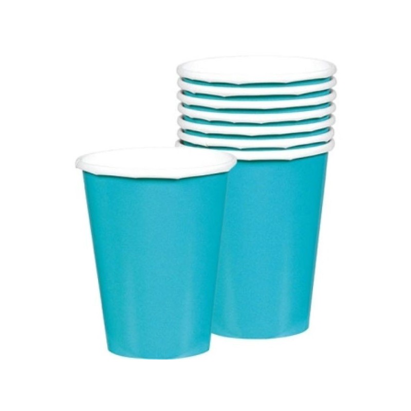 Vasos azul turquesa carton 20 uds