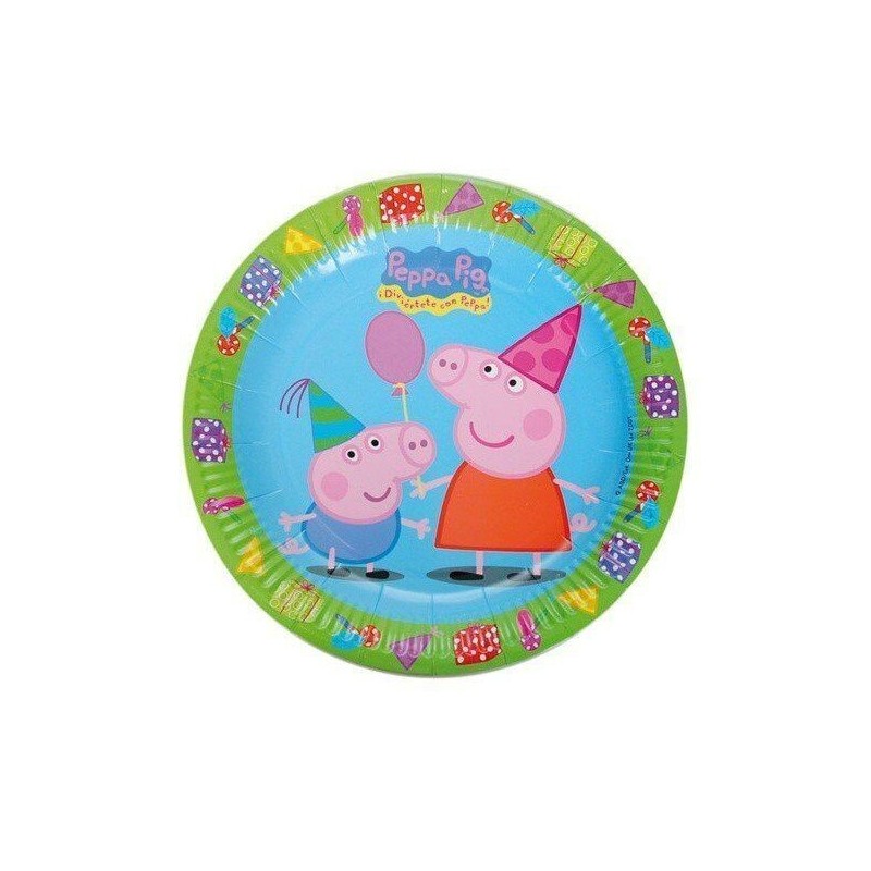 Platos Peppa Pig cumpleaños 8 uds 23 cm